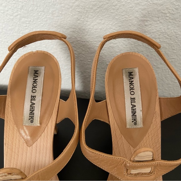 EUC Manolo Blahnik Azores Wooden Heeled Sandals - Picture 4 of 12